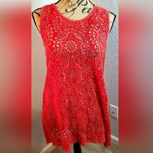 Elegant Red Lace Midi Dress